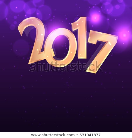 ストックフォト: Purple Background With Golden 2017 Text Effect