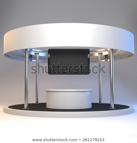 Foto d'archivio: Circle Exhibition Stand With Tv And Table