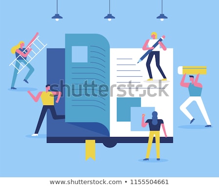 Foto d'archivio: People Small In Size And Books Vector Illustration