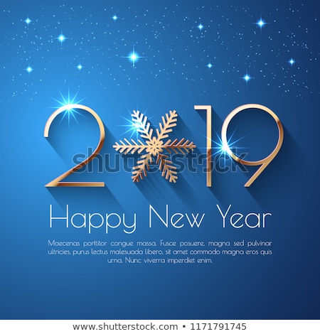 Сток-фото: 2019 Happy New Year Illustration With Typography Number On Shiny Colorful Background Vector Holiday