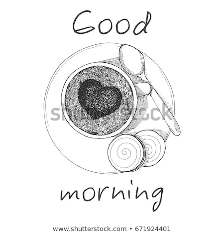 Сток-фото: Sketch Mug Of Coffee On A Saucer The Inscription Is Coffee Vector Illustration Of A Sketch Style