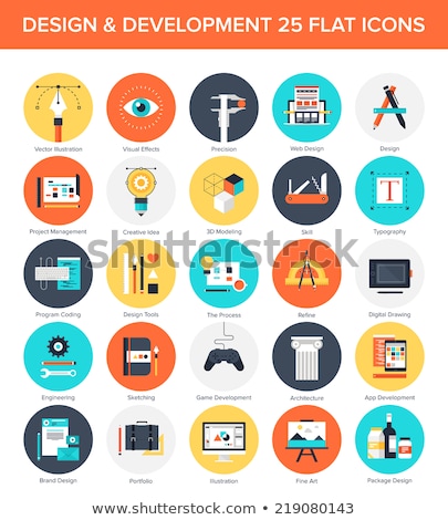 Stock foto: Engineering Flat Icons Set