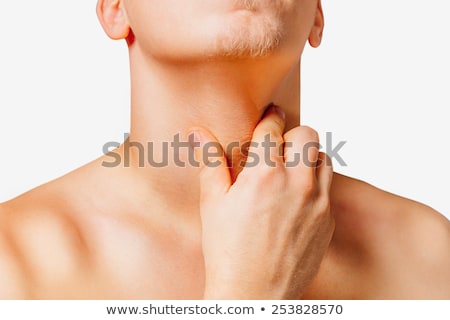 Foto stock: Close Up Of A Man Touching His Sore Throat