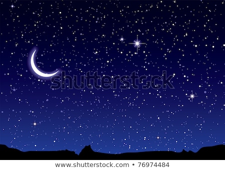 Crescent Moon And Stars On Clear Sky Background Imagine de stoc © nicemonkey