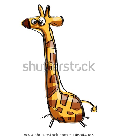[[stock_photo]]: Cartoon Baby Giraffe In A Naif Childish Drawing Style