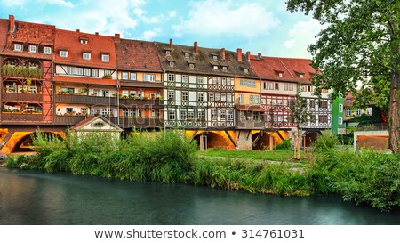 Stockfoto: Houses On Kraemerbruecke - Merchants Bridge In Erfurt Germany
