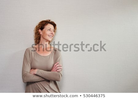 Сток-фото: Happy Middle Aged Woman Side Pose