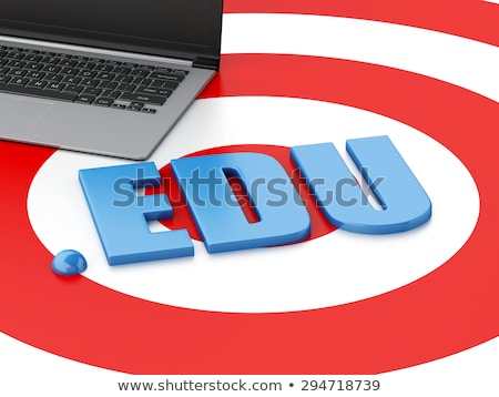 Foto stock: 3d Laptop Pc And Word Edu On Target