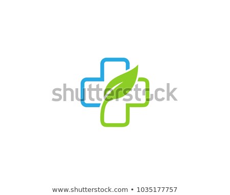 Stok fotoğraf: Pharmacy Symbol With Leaf