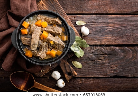 Stockfoto: Delicious Braised Beef Meat In Broth With Vegetables Goulash