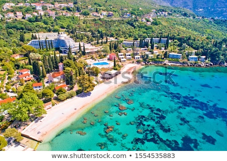 Stok fotoğraf: Adriatic Village Of Mlini Waterfront Aerial View