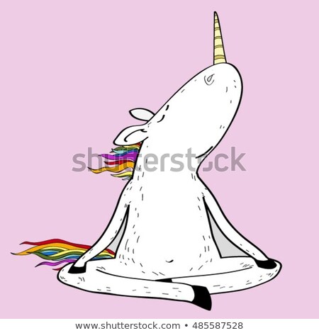 Zdjęcia stock: Fantastic Unicorn With Rainbow Color Mane And Tail