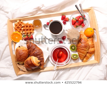 Stock fotó: Tea And Croissants Breakfast