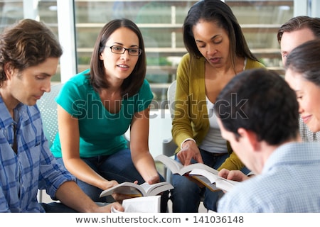 Stok fotoğraf: Multi Ethnic People Reading Bible Together