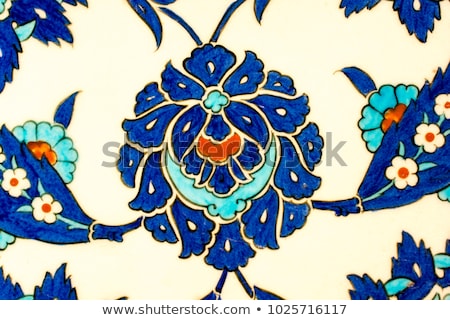 Foto stock: Ancient Ottoman Handmade Turkish Tiles With Floral Patterns