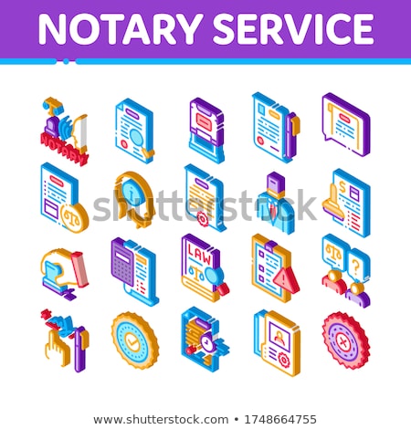 Notary Service Agency Isometric Icons Set Vector Foto stock © pikepicture