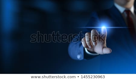 Foto stock: Business Man Pressing Digital Button Futuristic Technology