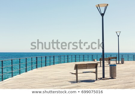 Stock fotó: Wooden Pier At Limassols Seafront Promenade Cyprus