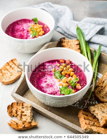 Stockfoto: Beetroot Cream Soup With Toast