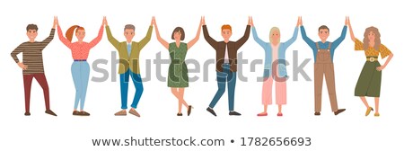 Teamwork Colleagues Giving Five To Each Other Vector Isolated Illustration Stock fotó © klerik78