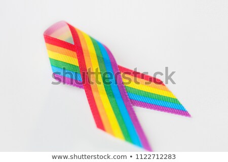 Zdjęcia stock: Close Up Of Gay Pride Awareness Ribbon On White