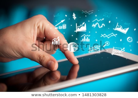 Foto stock: Hand Holding Tablet With Virtual Database Concept