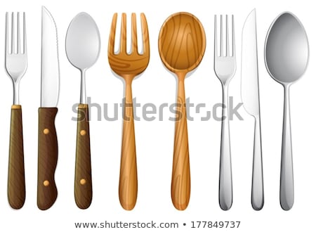 Stock fotó: Wooden Spoon And Metal Fork