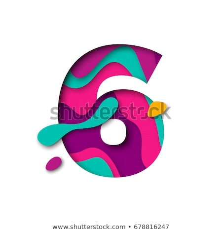 Stockfoto: Multi Color Layers Font Number 6 Six 3d