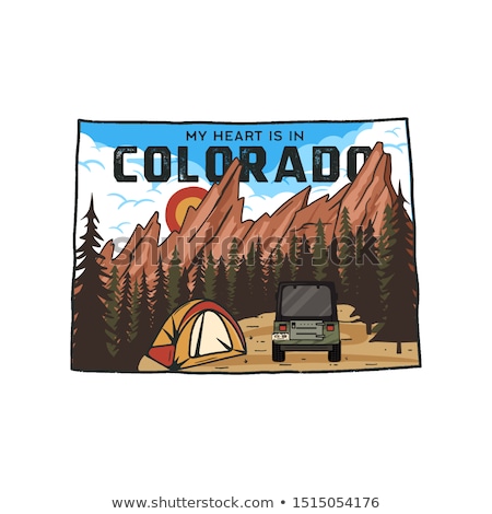 Foto stock: Vintage Colorado Camp Badge With Tourist Attractions Retro Style Us State Patch Concept Print For