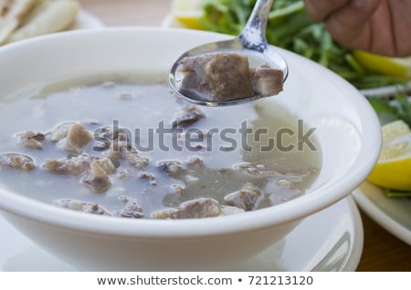 Stockfoto: Turkish Traditional Tripe Soup Iskembe Corbasi And Offal Soup