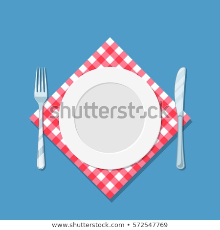 Zdjęcia stock: Plate On Checkered Tablecloth