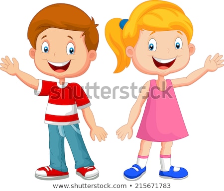 Foto stock: Boy And Girl With Happy Face