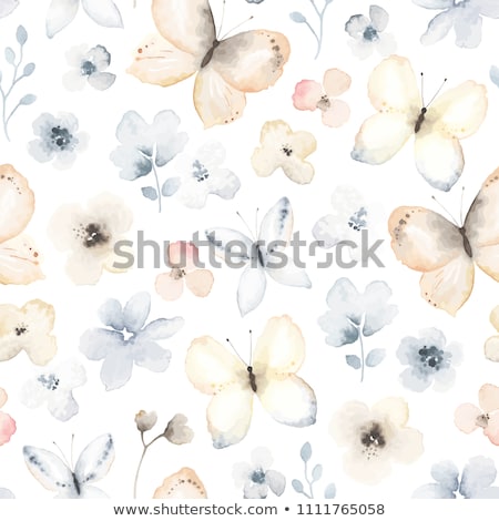 Stockfoto: Seamless Watercolor Butterflies Pattern