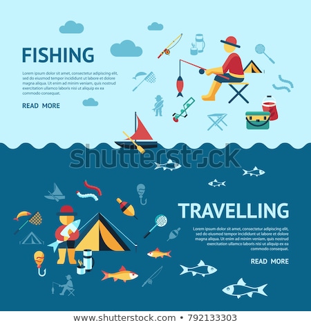 Stok fotoğraf: Digital Vector Fishing Activity Set Collection