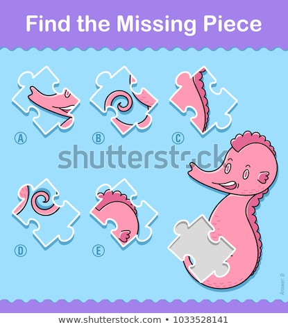 Foto d'archivio: Find The Missing Piece Sea Horse Kids Puzzle