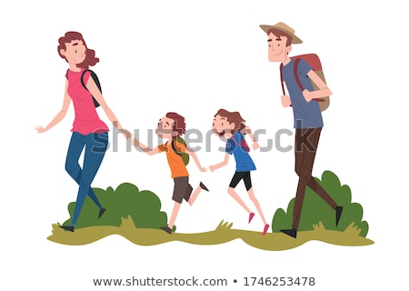 Stock photo: Family Members Cartoon Characters Walking Together