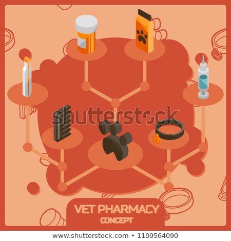 Stok fotoğraf: Vet Pharmacy Color Isometric Concept Icons