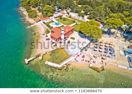 Foto d'archivio: City Of Zadar Puntamika Lighthouse And Beach Aerial Summer View