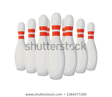 Stok fotoğraf: Bowling Activity Skittles Standing In Row Icon