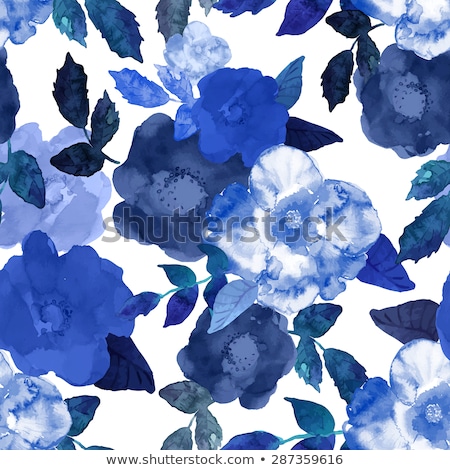 Stockfoto: Watercolor Pattern With Leaves And Daisy Flowers