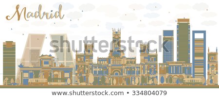 ストックフォト: Abstract Madrid Skyline With Brown And Blue Buildings