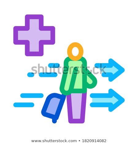 Stock foto: Medical Assistance To Tourist With Suitcase Icon Vector Outline Illustration