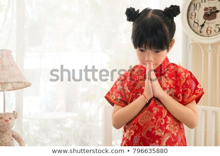 Stok fotoğraf: Happy Chinese New Year Asian Girl Asian Girl Doing Greeting