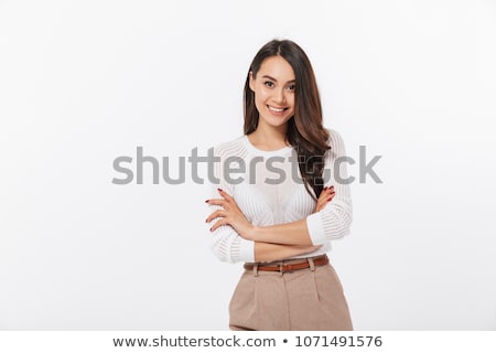 Stockfoto: Smiling Businesswoman Over White