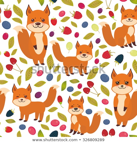 Foto stock: Flat Raspberry Cute Seamless Pattern