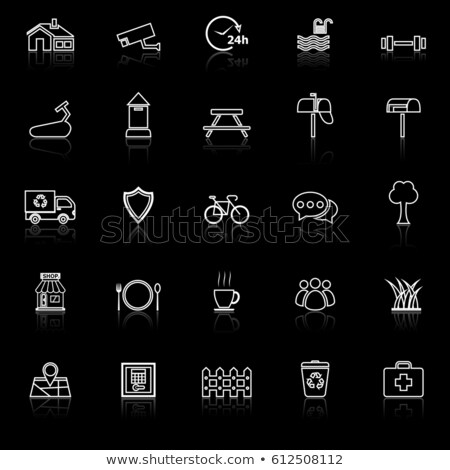 Hospital Line Icons With Refelct On Black Foto d'archivio © punsayaporn