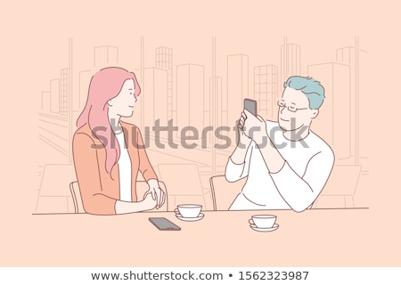 Stok fotoğraf: Job Interview And Phone Negotiations Vector