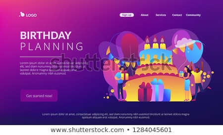 Сток-фото: Birthday Party Neon Landing Page