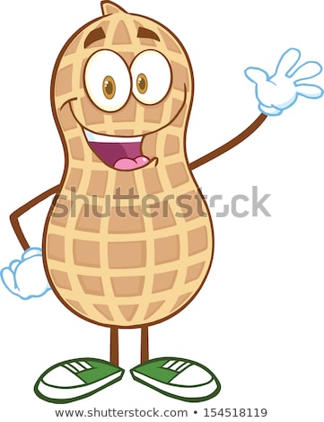 ストックフォト: Happy Peanut Cartoon Character Waving