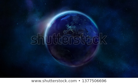 Stock photo: The Night Half Of The Earth From Space Showing Africa Europe And Asia